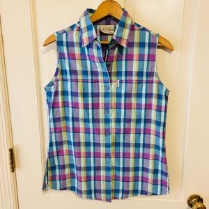 NWOT Y2K Arizona jeans plaid mom sleeveless blouse
